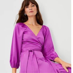 Ann Taylor Satin Wrap Dress. NWT. 00P
